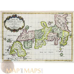 ANTIQUE MAP CARTE DE L'EMPIRE DU JAPON EMPIRE OF JAPAN BY BELLIN 1752