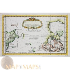 Entre l'Asie et l'Amerique antique rare map Bellin 1758 