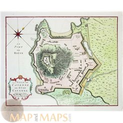 La ville de Cayenne de stad Cayenne Old map Bellin 1753