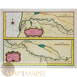 Sangha River Senegal West Africa, antique Bellin map 1750