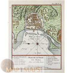 Jemen Alte Karte Plan de la Ville de Moka Bellin 1752