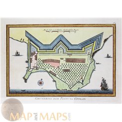 India maps. Fort Coylan India Old floor plan by Bellin 1764