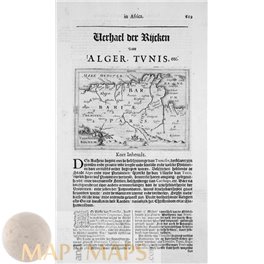 Tunisia Tunis Old map History Babaria de Clerck 1621