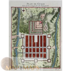 Plan of Cuzco Peru antique map Cusco Bellin 1756