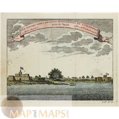 OLD HISTORY, GOLD COAST GHANA, USSHER FORT, ANTIQUE PRINT BELLIN 1750
