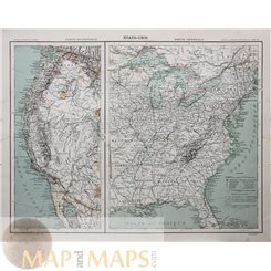 United States Western and Eastern Part Schrader map 1890