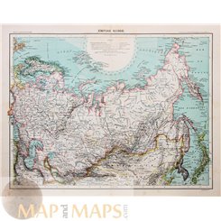 Antique map Russian Empire, Japan, Kamchatka by Franz Schrader 1893