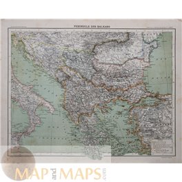  Greece antique map Peninsula des Balkans by Schrader 1890