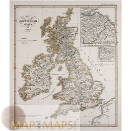 BRITISH ISLANDS IERLAND SHOTLAND WALES ANTIQUE OLD MAP SPRUNER 1846