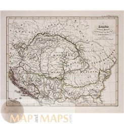 HUNGARY– CROATIA – SERVIA – BULGARIA-ANTIQUE MAP - KARL SPRUNER 1846 