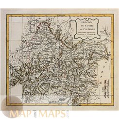 Bavaria and Austria, Antique Old Map Baviere Vaugondy 1762