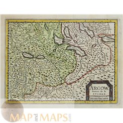 ANTIQUE MAP SWITZERLAND, ARGOW BY JACOB SCHEUCHZER 1729
