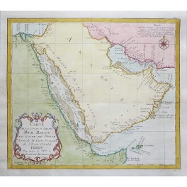 SAUDI ARABIA COST MAP RED SEA AND GULF OF PERSIA ORIGINAL MAP BELLIN 1749
