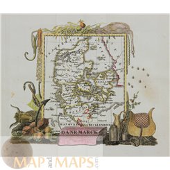 1824 Denmark antique map, Denemarck by Aristide Perrot.