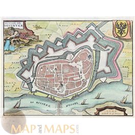 DEVENTER Holland Antique map Town plan by Harrewijn 1720