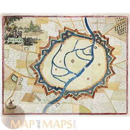 Antique map Mechelen, Malines Belgium by Harrewijn 1720