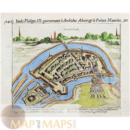 WACHTENDONK GERMANY BAUDERIUS/HOOGENBERG 1622 ANTIQUE MAP