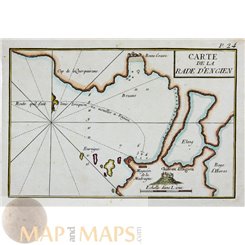 France old nautical marine chart, Rade D’Engien Roux 1764