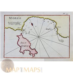 Ottoman map Morea Isle Servi Greece by Roux 1764