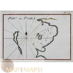 Psara Ottoman Greek Island antique chart by Roux 1764