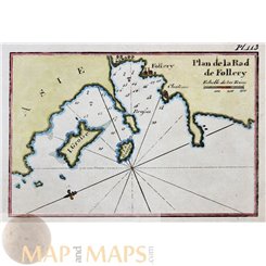 Greek nautical marine maps, Old Plan Follery, Roux 1774