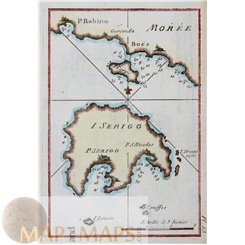 Greece maritime maps, Island Serigo by Joseph Roux 1764