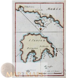 Islands Moree and Serigo Greece old chart by Roux 