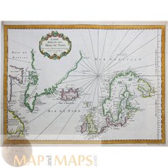  Carte Reduite des Mers du Nord,old map Bellin 1758