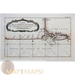 ANTIQUE MAP WEST AFRICA CARTE DE LA RIVIERE DE KALBAR GUINEA AFRICA BELLIN 1764