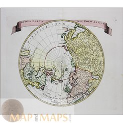 North Pole, Nuova Carta Del Polo Artico. Albrizzi 1740