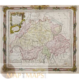 Switzerland Map, La Suisse divisee en ses Cantons. Brian 1766