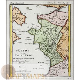 Greece maps ancient Elis and Triphylia. Elide Barbie 1786