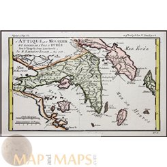 GREECE, ATHENS, ISLES EVIA–KEA-ANDROS, ANTIQUE MAP, BY BARBIE DU BOCAGE 1785.