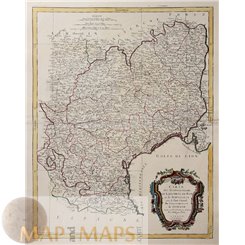 Carte des Gouvernements de Languedoc, France Santini 1777