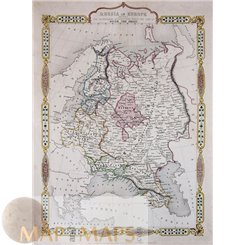 Russia in Europe Old map since Peter the Great Tallis 1880