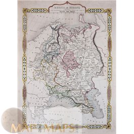 Russia in Europe Old map since Peter the Great Tallis 1880