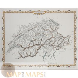 Antique map of Switzerland, Cantons by Tallis/Rakin 1851