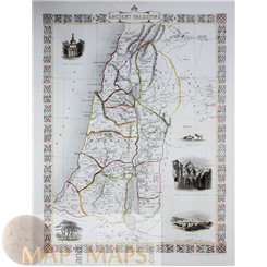 Ancient Palestine Antique map Israel Tallis-Rapkin 1851