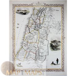 Modern Palestine Antique map Israel - Tallis-Rapkin 1851