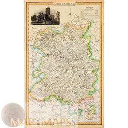 SHROPSHIRE, WEST MIDLANDS, ANTIQUE MAP BY SLATER 1828