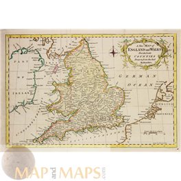 England and Wales old map by Rollos 1773