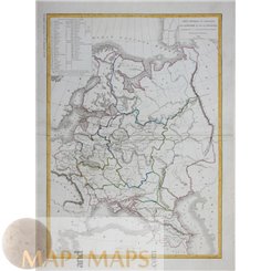 LARGE MAP, RUSSIA IN EUROPE, WOLGA RIVER, by D'ANVILLE