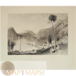 Peekskill Landing Hudson River Antique Prints by Bartlett 1840.