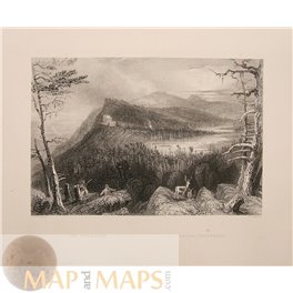 The two Lakes on the Catskills Antique Prints by Bartlett 1840