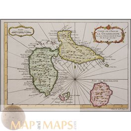 Carte de L’Isle de la Guadeloupe Marie-Galante Bellin 1758