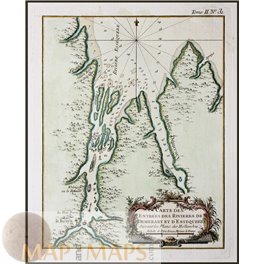 Guyana and Suriname rivers antique map Bellin 1764