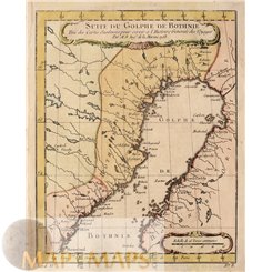 Suite du Golphe de Bothnie Sweden Finland old antique map by Bellin 1758