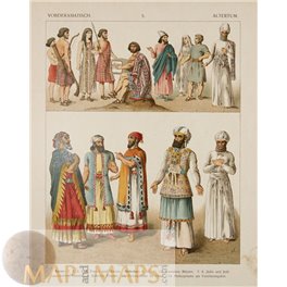 Antiquity Costumes Old print of Syrians and Hebrews 1880