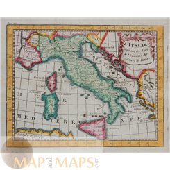 KINGDOMS ITALY ANTIQUE OLD MAP BY BUFFIER 1769