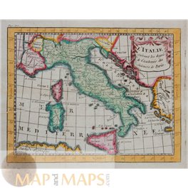 Kingdoms of Italy Antique Map Claude Buffier 